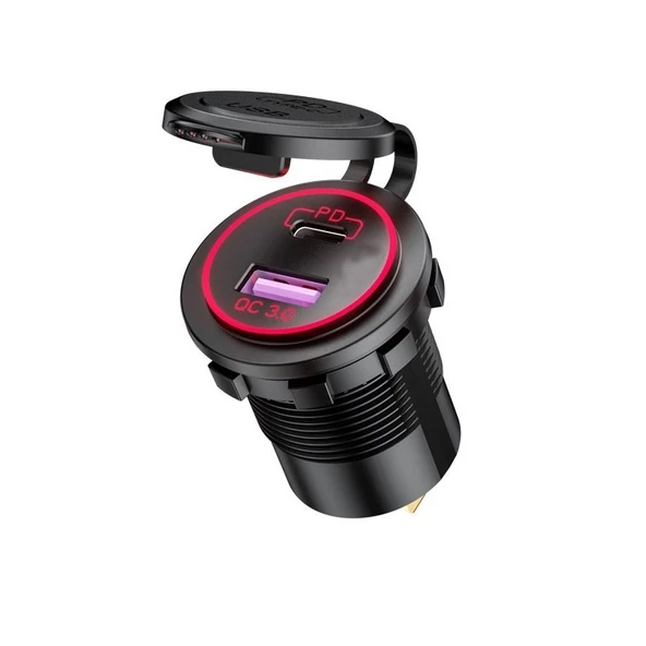 Araba tekne için montajlanabilir hızlı şarj type c 30w usb3.0 18w