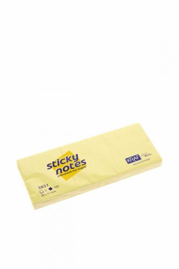 Yapışkanlı Not Kağıdı 38x51 Sarı 3`lü ürün görseli