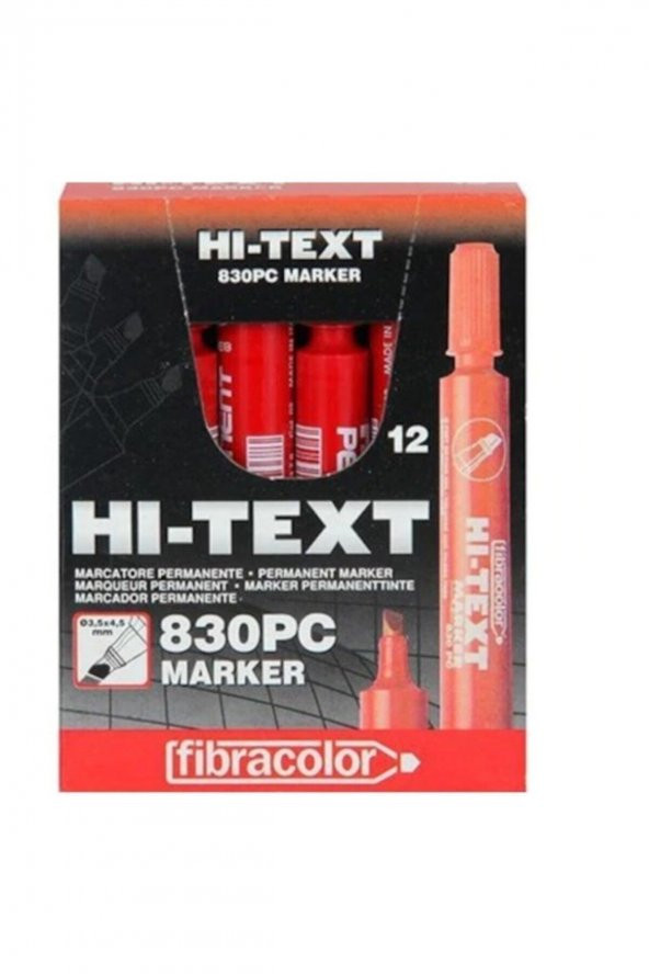 Hı-text 830-pc Kesik Uçlu Markör Permanent Kalem 12li Kırmızı
