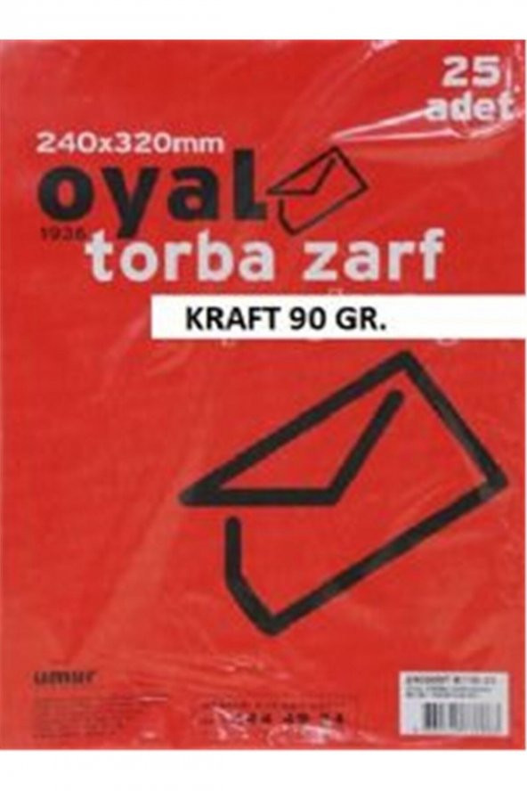 26x35 Cm. Torba Zarf Beyaz 25li Paket