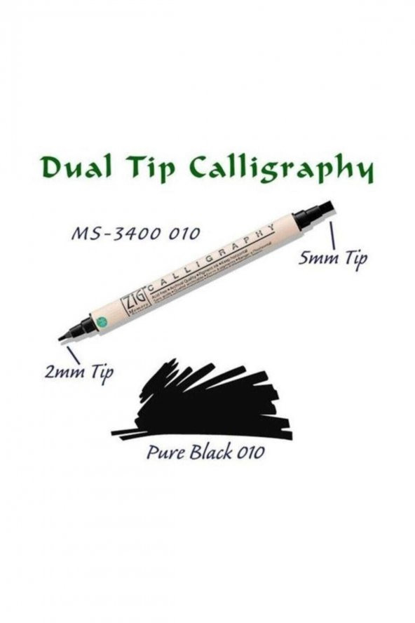 Calligraphy Çift Uçlu Kaligrafi Kalemi 2 mm + 5 mm 010 Pure Black
