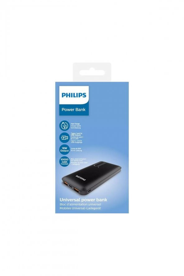 PHILIPS 10.000MAH QC 3.0 TYPE-C +2X USB-A BAĞLANTILI POWERBANK - SİYAH - 2