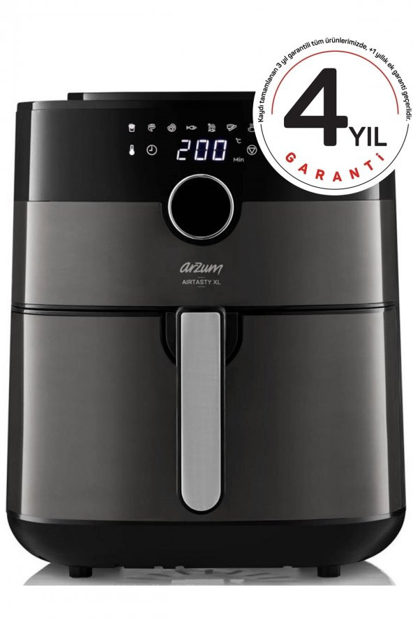 Arzum AR2074-G Airtasty XL Air Fryer 6 lt Gümüş Yağsız Fritöz