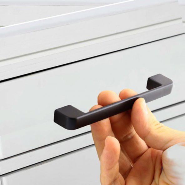 Mobilya Banyo Mutfak Dolabı Çekmece Dolap Kapak Kulpu Kulbu Siyah 128 mm Metal Kulp - Resim 3