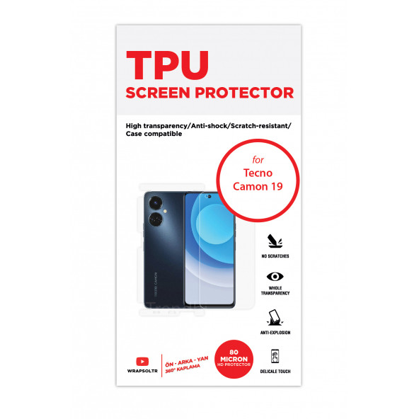 TECNO CAMON 19 ÖN, ARKA VE YAN FULL BODY 360 DERECE KORUYUCU TPU FİLM - Resim 2