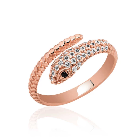 Gümüş Rose Yılan Yüzük SL3727 - Resim 2