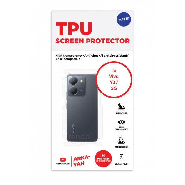 VİVO Y27 5G MAT ARKA VE YAN KORUYUCU TPU FİLM - 2