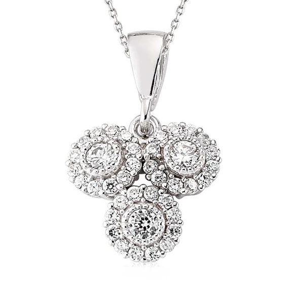 Gümüş Beyaz Taşlı Bayan Kolye  SL2915 ürün görseli