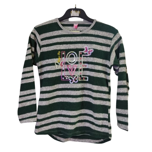 ÖZMİRAÇ LOVE NAKIŞLI TAŞLI ÇİZGİLİ YUMOŞ KIZ ÇOCUK SWEAT - 2