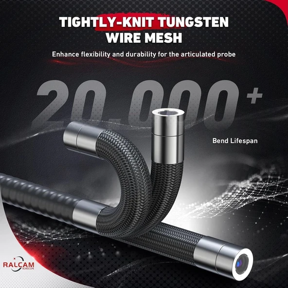 Ralcam 4.3 Inc LCD Ekran, 8.5mm Eklemli Borescope Muayene Kamerası - 1m - 3