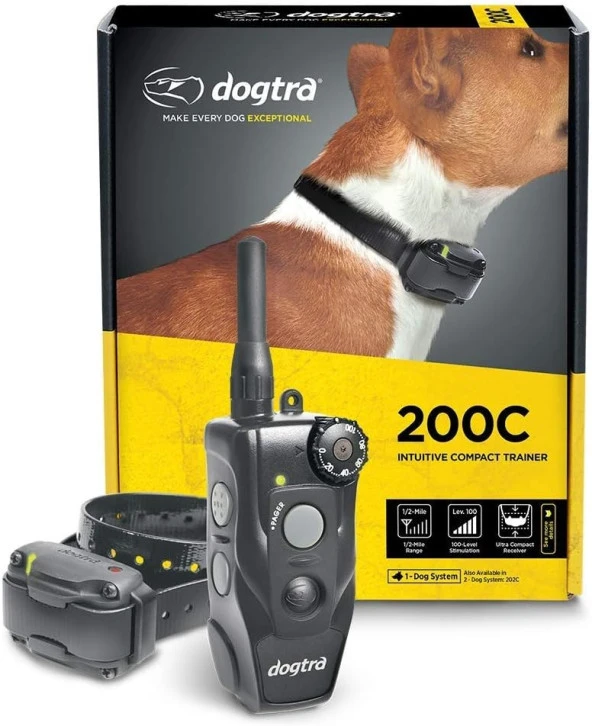 Dogtra 200C Su Geçirmez Tek Elle Kullanım Uzaktan Eğitim Köpek E-Yakası