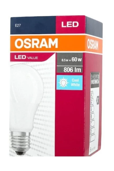 Osram Led Value 8,5w 6500k Beyaz Işık 806lm E27