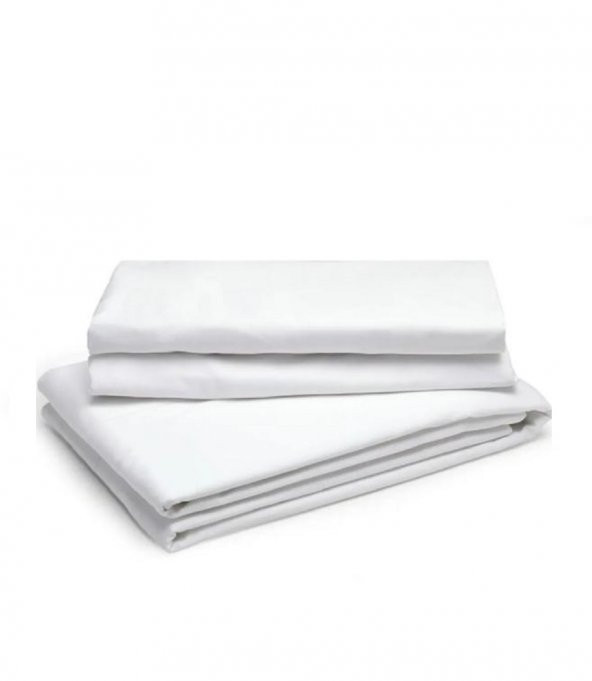 20 Adet Beyaz Düz Tek Kişilik 100 Pamuk Otel Çarşaf 160×240 Cm 63 Tel Dokuma - 2