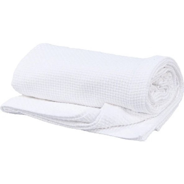 Beyaz Tek Kişilik Otel Tipi 100 Pamuk Koton Pike Örtüsü 160×220 Cm - 4