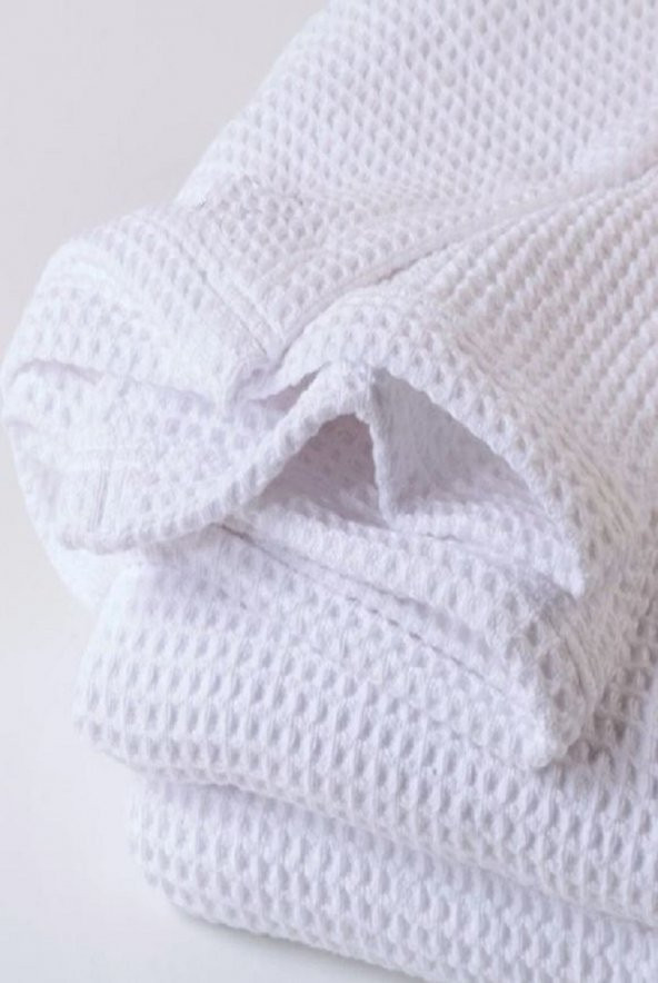 5 Adet Beyaz Tek Kişilik Otel Tipi 100 Pamuk Koton Pike Örtüsü 160×220 Cm - 3