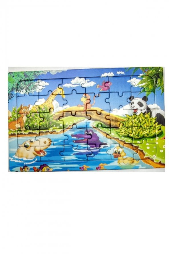 4 Adet Çocuk Eğitici Yapboz Çocuk Puzzle - 30 Parça Renkli Hayvanlar Alemi - 2