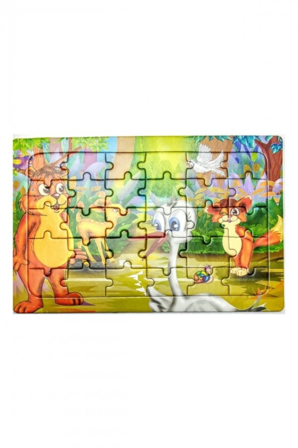4 Adet Çocuk Eğitici Yapboz Çocuk Puzzle - 30 Parça Renkli Hayvanlar Alemi - 3