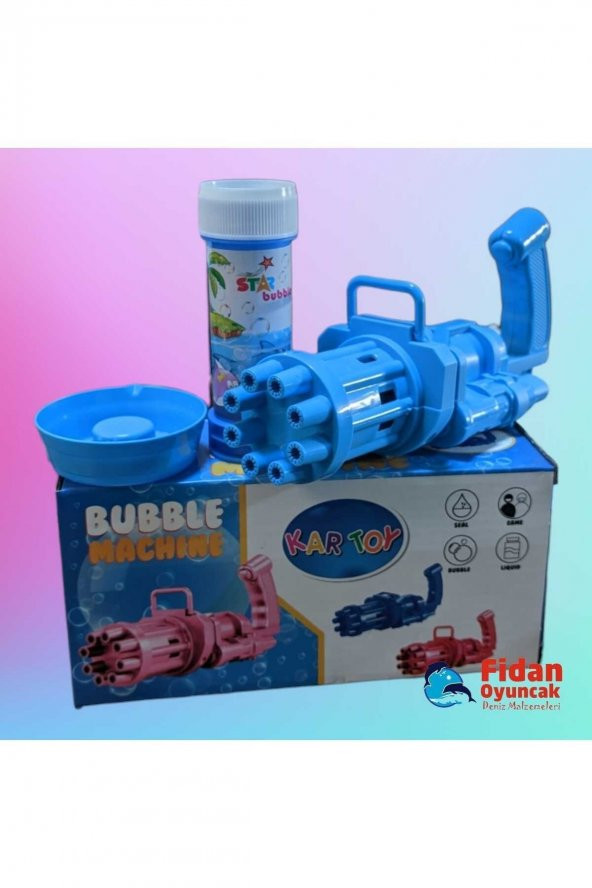 Pilli Köpüklü Oyuncak Baloncuk Köpük Makinesi Tabancası Bubble Machine 50 ml Baloncuk Likiti