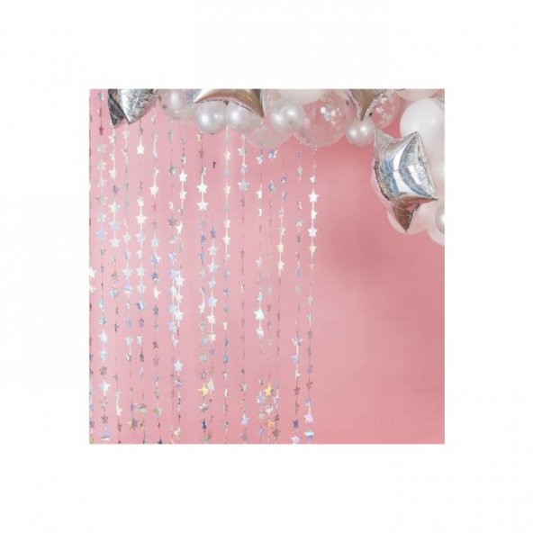 Metalize Yıldız Gümüş Arka Fon Süs ürün görseli 1