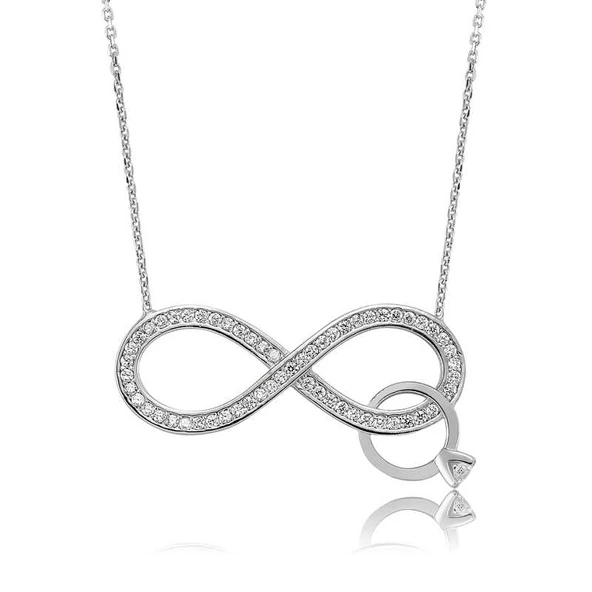 925 Ayar Gümüş Sonsuzluk Tektaş Kadın Gümüş Kolye ürün görseli 1