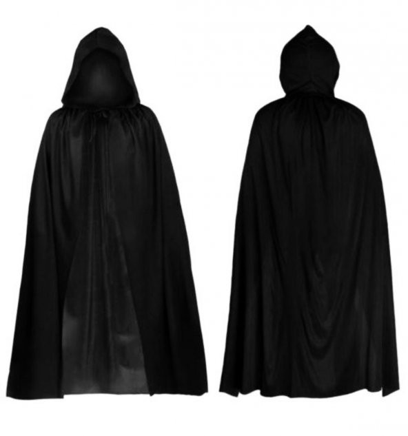 Parti Aksesuar Cadılar Bayramı Kapişonlu Pelerin Siyah 90 cm - 2