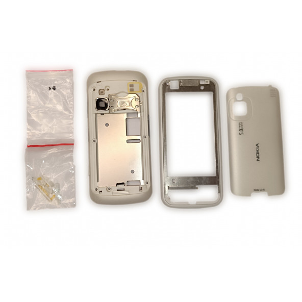 Nokia C6-00 Kasa Kapak Tuş Takımı C6-00 Uyumlu Beyaz Renk Orta Kasa Ön Kapak Arka Kapak Tuş Takımı - 4