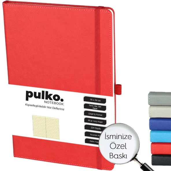 PULKO Notebook Not Defteri, (16X24CM), Termo Deri, 224 Sayfa, Çizgili, 041,