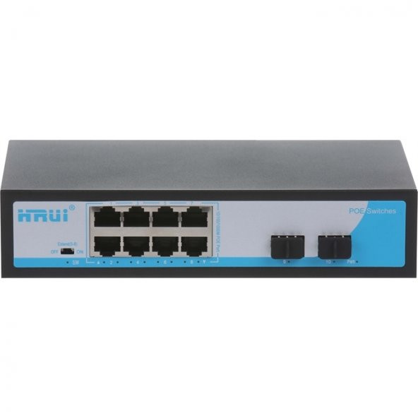 HRUI  HR901-AF-8P2S 8 PORT 10/100/1000 8 PORT POE 2 X SFP 120W YONETILEMEZ  SWITCH - 1