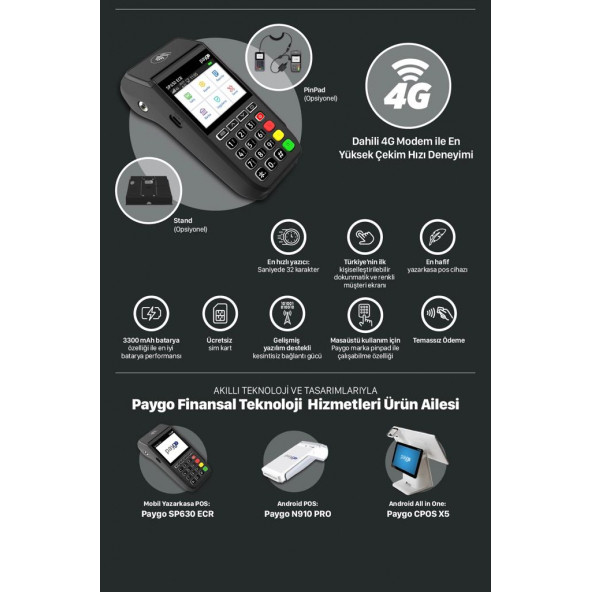 Paygo Machine PAYGO 4G YAZARKASA POS yazar kasa pos cihazı y - PttAVM