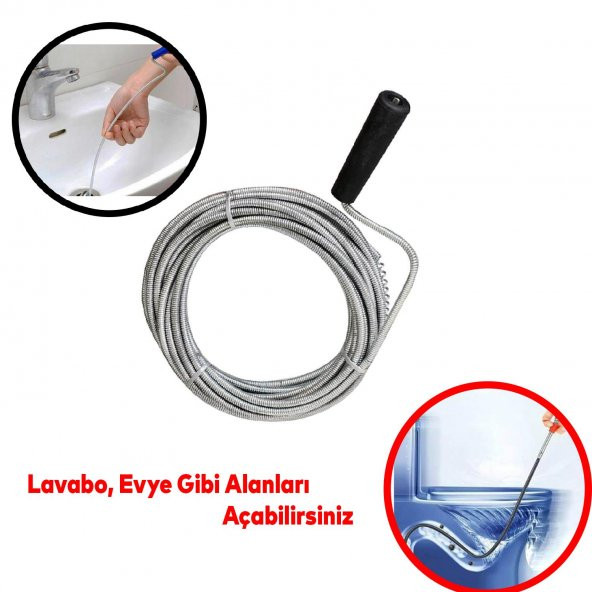 Eltos Lavabo Banyo Evye Açma Teli Gider Boruları Açma Teli Susta 3 METRE - 3