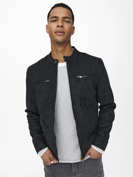 ONLY & SONS Erkek Suni Süet Deri Ceket 22021446 - 4