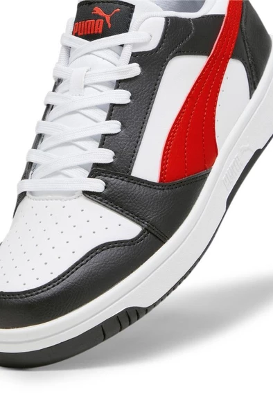 Puma Rebound v6 Low Unisex Sneaker Ayakkabı Beyaz Siyah Kırmızı 36-40 - 5