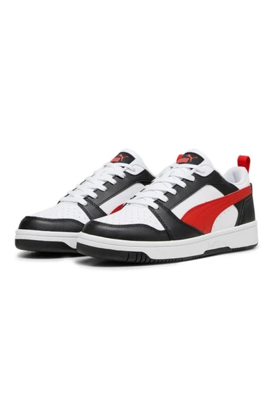 Puma Rebound v6 Low Unisex Sneaker Ayakkabı Beyaz Siyah Kırmızı 36-40 - 3