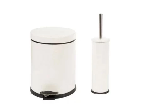 Dibanyo Banyo Seti 2'li Çöp Kovası Klozet Fırçası 12 Litre Beyaz ürün görseli