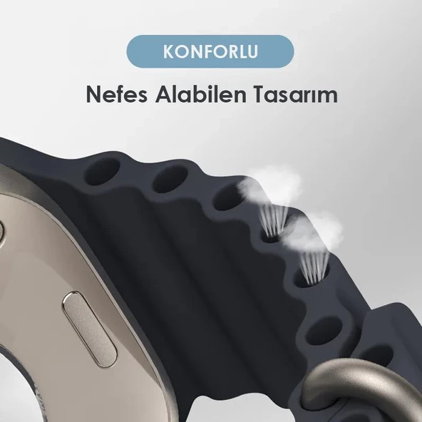 Polham Apple Watch 4-5-6 İle Uyumlu 44mm Marine Loop Silikon Kordon, Ultra Hafif ve Rahat Kayış - 2