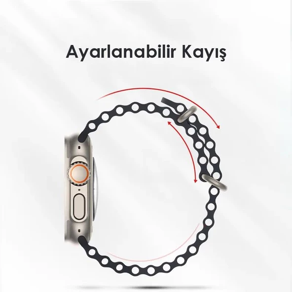 Polham Apple Watch 4-5-6 İle Uyumlu 44mm Marine Loop Silikon Kordon, Ultra Hafif ve Rahat Kayış - 11
