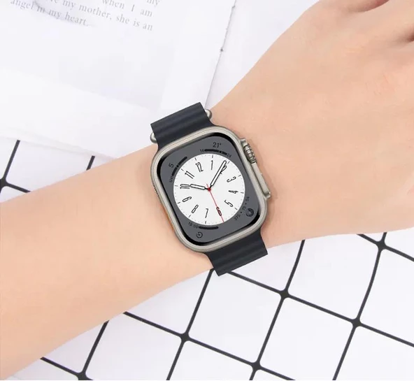 Polham Apple Watch 4-5-6 İle Uyumlu 44mm Marine Loop Silikon Kordon, Ultra Hafif ve Rahat Kayış - 12