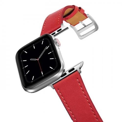 Polham Apple Watch 7-8 İle Uyumlu 41mm Retro Tasarımlı Deri Kordon, Ultra Sağlam Kilitli Kayış - 6