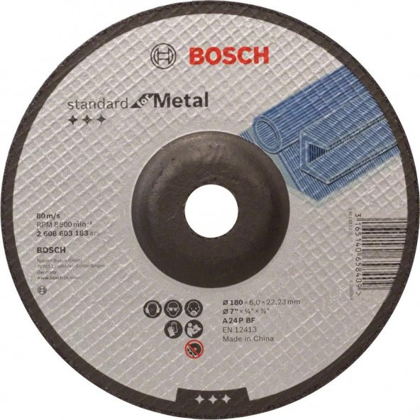 Bosch Standard Seri Metal İçin Bombeli Taşlama Diski180mm