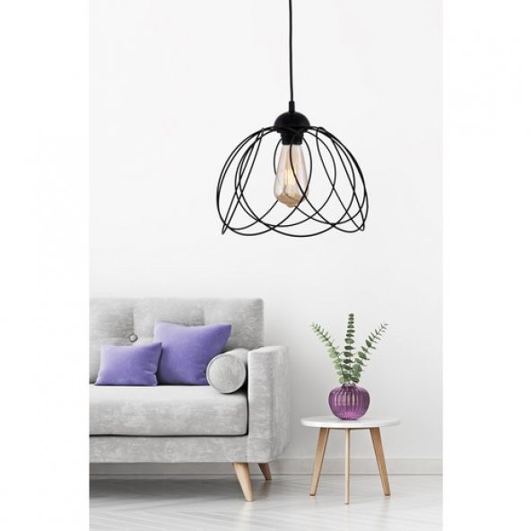 Begüsa Leylak Tekli Siyah Avize