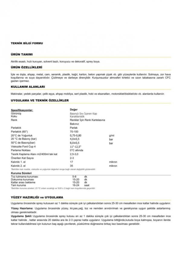 Polisan Akrilik Sprey Turuncu Ral 2004 - 2