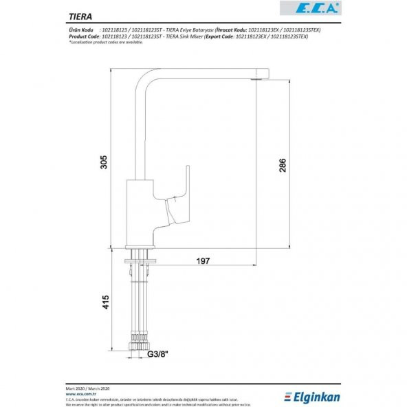 Eca Tiera Eviye Bataryası Krom 102118123 - 2