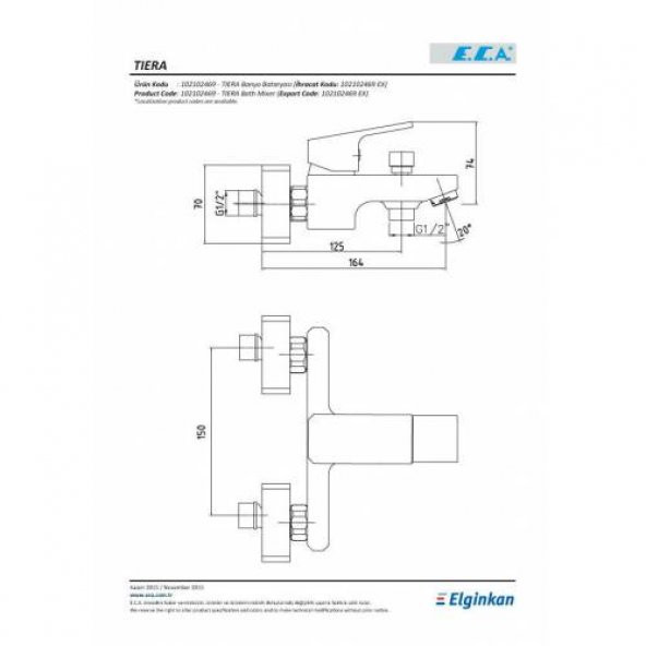 Eca Tiera Banyo Bataryası Krom 102102469 - 2