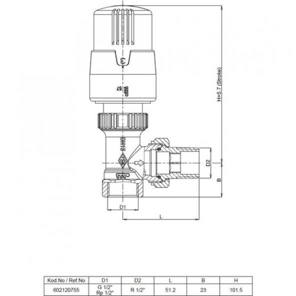 Eca Trv4 Köşe Termostatik Valfi 1/2 - 2