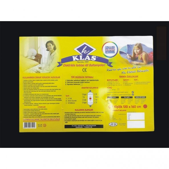 Klas Çift Kişilik Elektrikli Battaniye 120x160 - 5