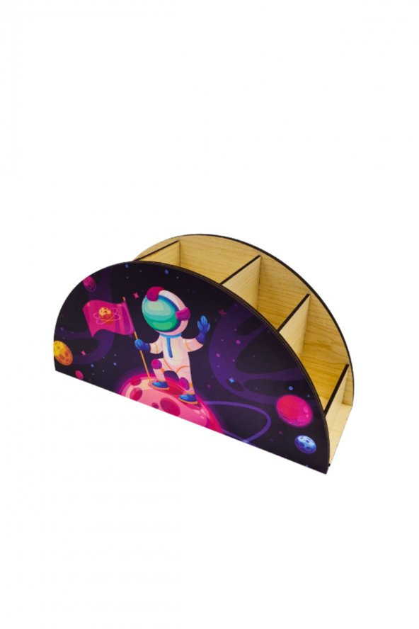 Berenden Ahşap Çocuklar İçin Masa Üstü Kalemlik & Organizer-Astronot - 2