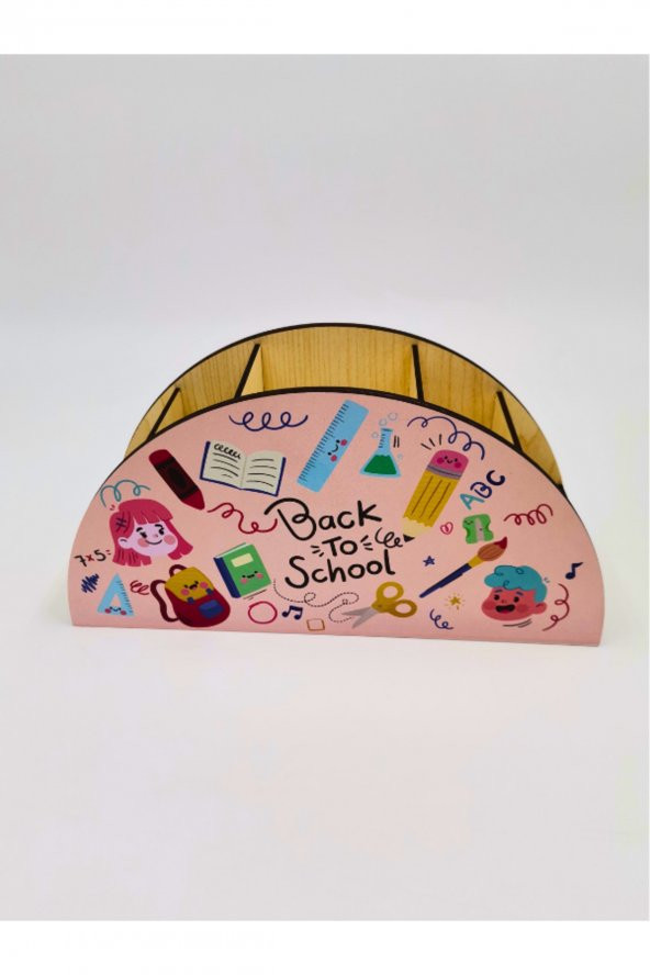 Berenden Ahşap Çocuklar İçin Masa Üstü Kalemlik & Organizer-Pembe - 2