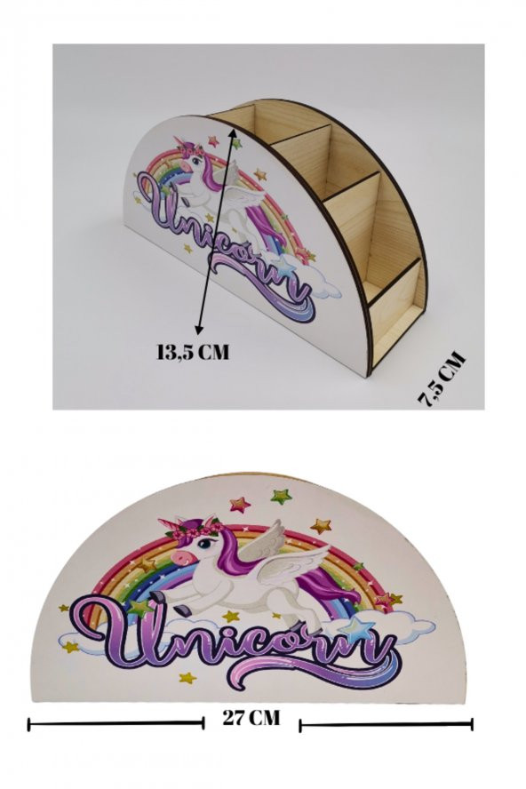 Berenden Ahşap Çocuklar İçin Masa Üstü Kalemlik & Organizer-Unicorn1 - 4