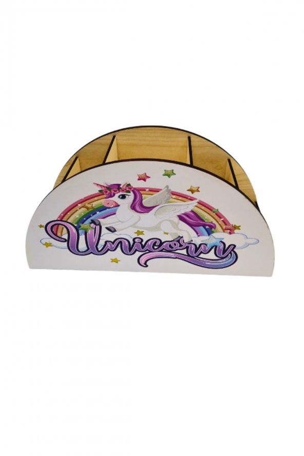 Berenden Ahşap Çocuklar İçin Masa Üstü Kalemlik & Organizer-Unicorn1 - 5