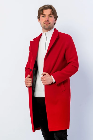 Erkek Regular Fit Düğmeli Cepli Kışlık Astarlı Klasik Uzun Kaşe Kaban - 12